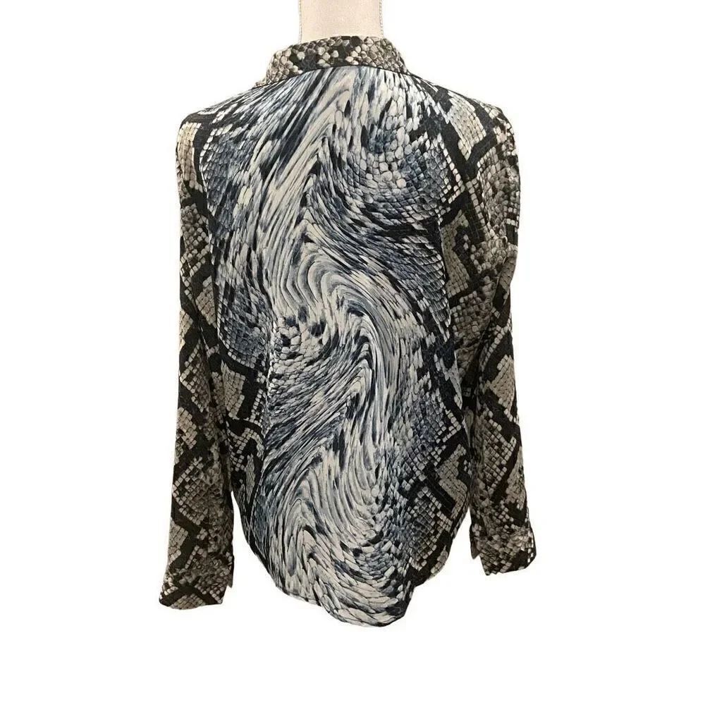 MICHAEL KORS Snake Print Button Down Blouse - Picture 3 of 5